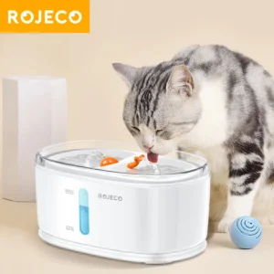 ROJECO Automatic Wireless Cat Water Fountain Dual Cat Drinker Drinking Fountain For Cats Dogs Pet Water Dispenser Accessories