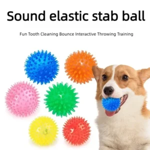 Durable TPR Chew Thorn Ball Polka Dot Squeaky Sounding Toy Dog Cat Puppy Teeth Grinding Cleaning Pet Accessories