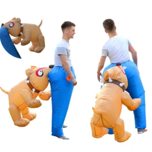 Halloween Inflatable Dog Costume Funny Dog Bite Butt Inflatable Costume Toy Doll Mascot Holiday Cosplay Performance Costume