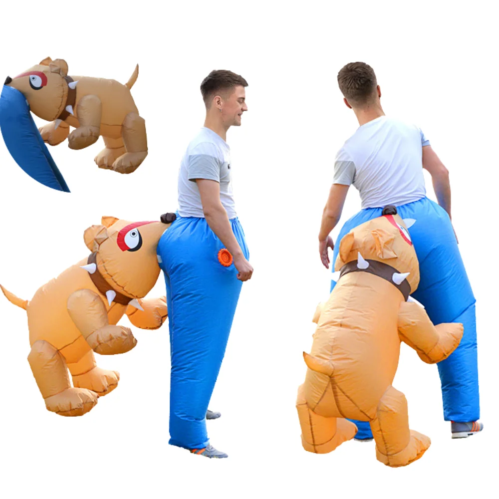 Halloween Inflatable Dog Costume Funny Dog Bite Butt Inflatable Costume Toy Doll Mascot Holiday Cosplay Performance Costume
