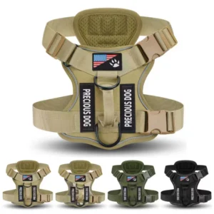 Anti-Pull Tactical Dog Harness with Night Reflective Strips Heavy-Duty Military-Grade Vest-Style Leash for Dog