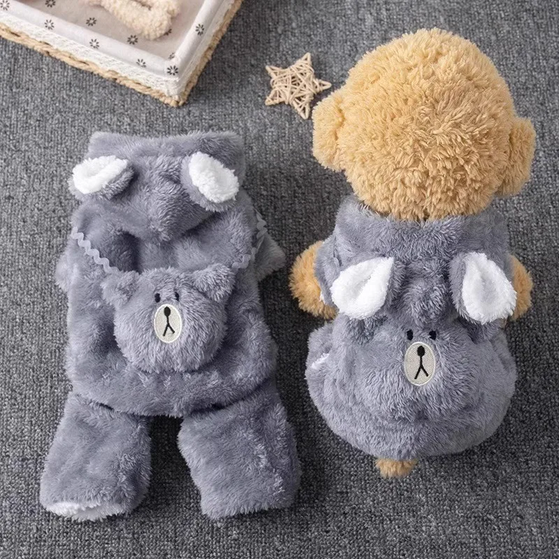 Dog Clothes Winter Autumn Warm Four Legged Fleece Lined Thickened Outfits for Cats Golden Gradient Ragdoll Small To Medium Dogs - Image 3