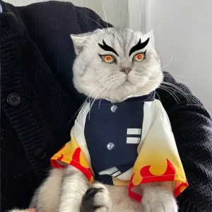 Halloween Pets Cosplay Rengoku Kyoujurou Pet Cosplay Photography Rengoku Kyoujurou Cat Clothes Dog Ghost Killing Team Pets