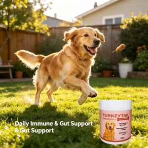 Turkey Tail Probiotic for Dogs, Gut Health & Immune Support Supplement, 30 Servings