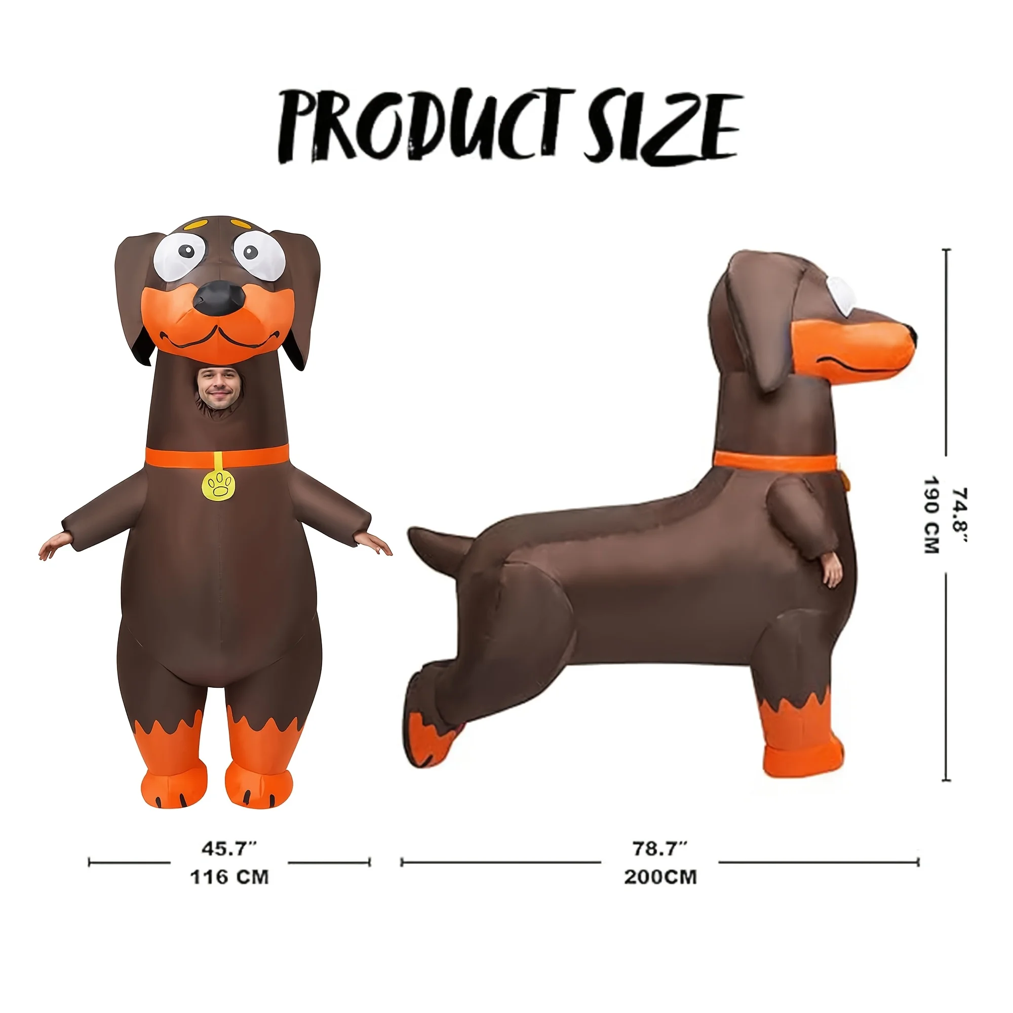 Dog Dachshund Inflatable Costume Adult, Full Body Blow Up Costume for Halloween Easter Carnival Christmas Drag Party - Image 2