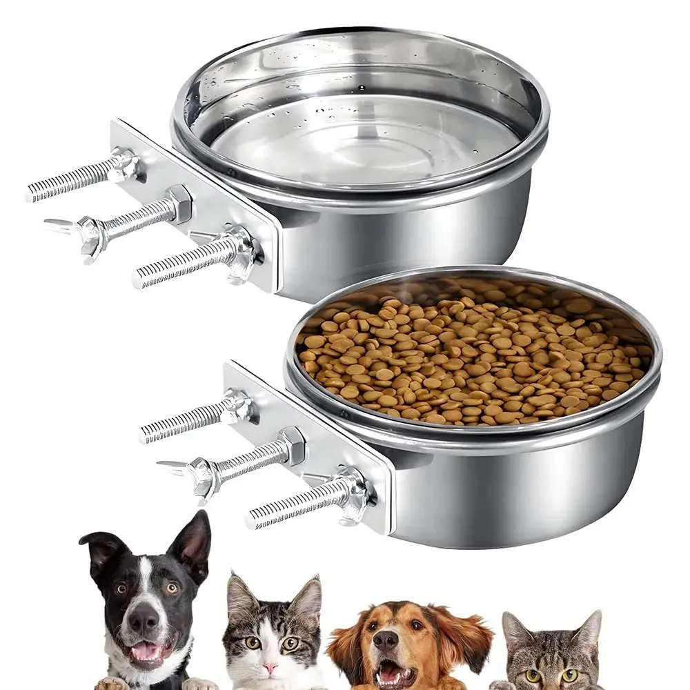 New Stainless Steel Pet Bowl Anti-gnawing Hanging Dog Cage Bowls Pet Feeder Parrot Bird