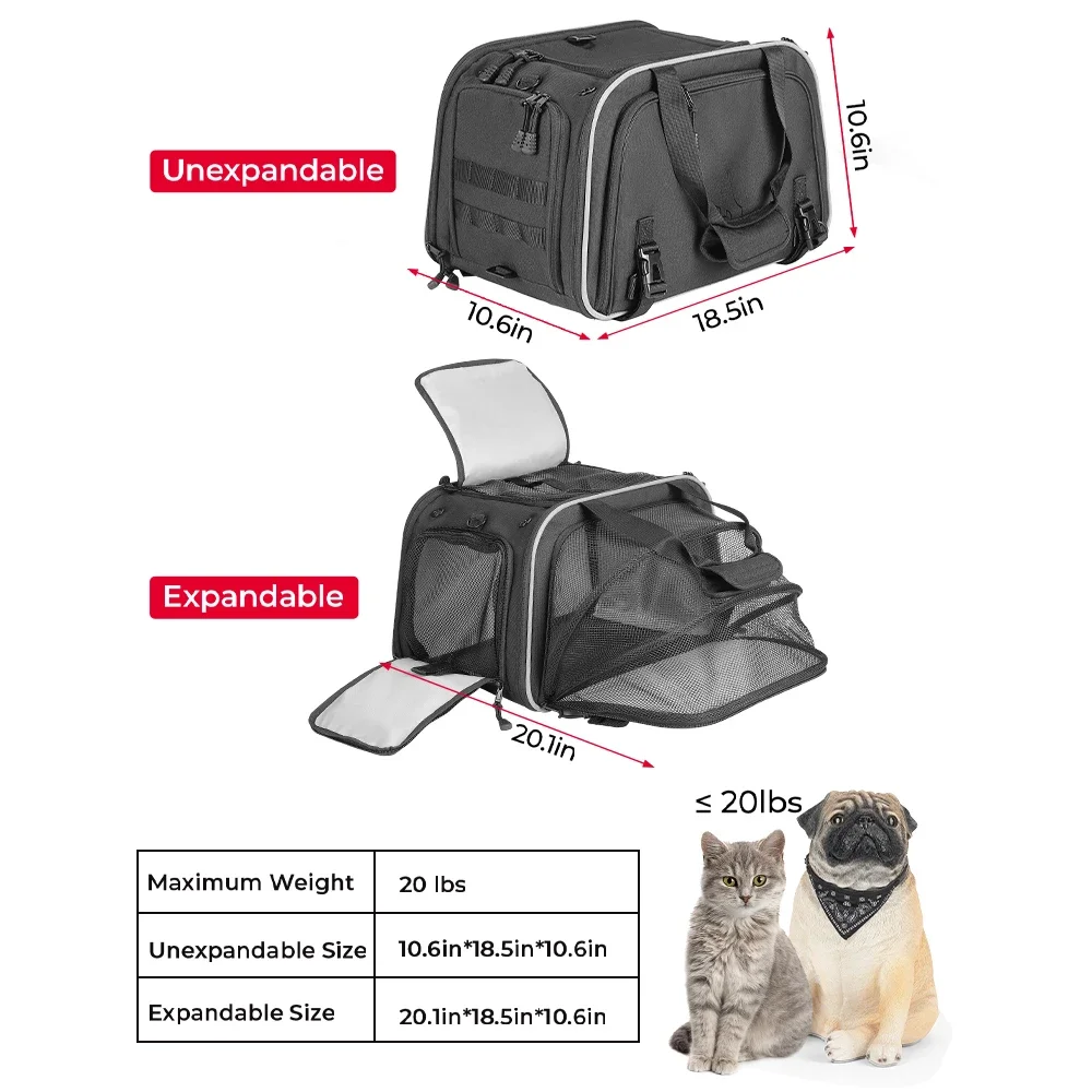 Motorcycle Pet Bag 20lbs Dog/Cat Carrier Bag Airline Approved Pet Travel Carrier Bag Portable Folding Pet Cat Dog Travel Carrier - Image 5
