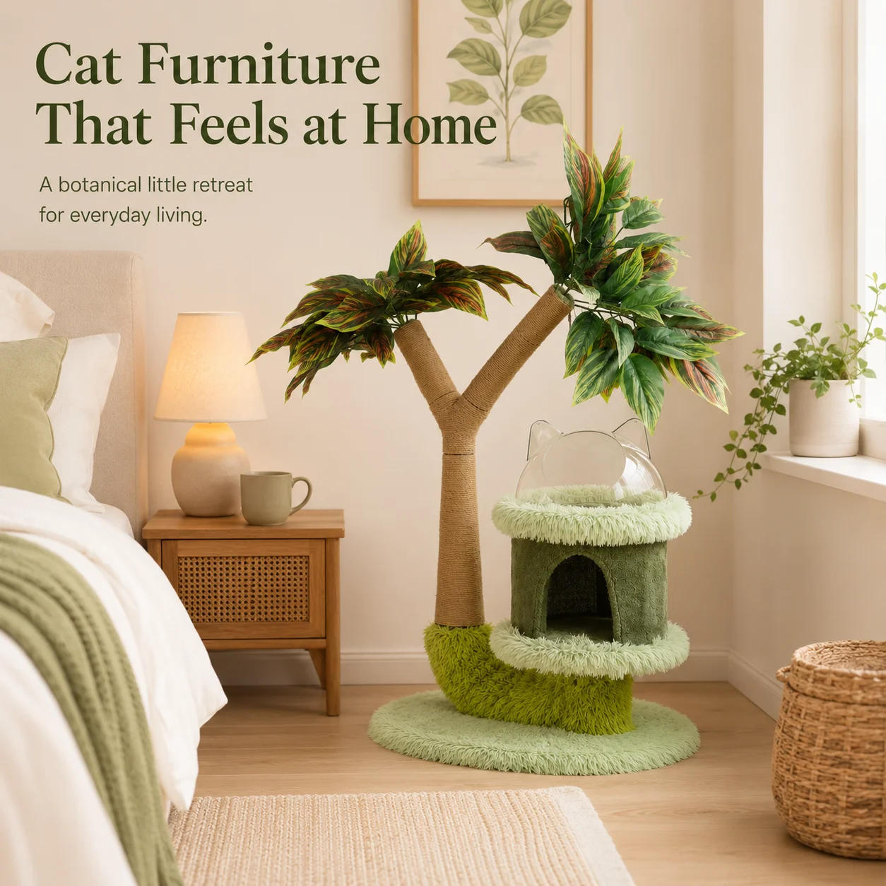 Mango Tree Cat Tree for Small Cats - Cozy Perch Fun Platform Scratching Post - Cat Furniture with Natural Sisal Rope - Image 7