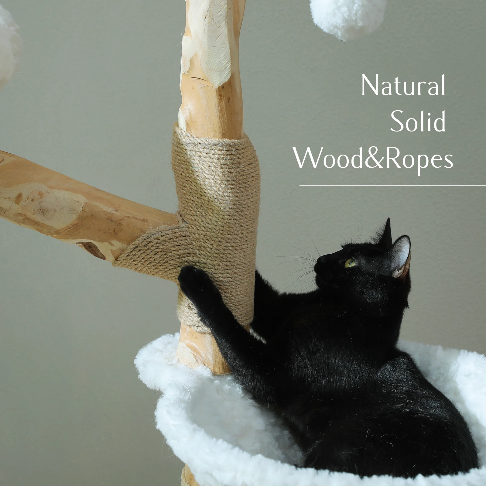 Large Cat Tree Tower with Sisal Scratching Post Wicker Basket Bed Flower Cat Condo Indoor Modern Cat Furniture Cat Accessories - Image 3