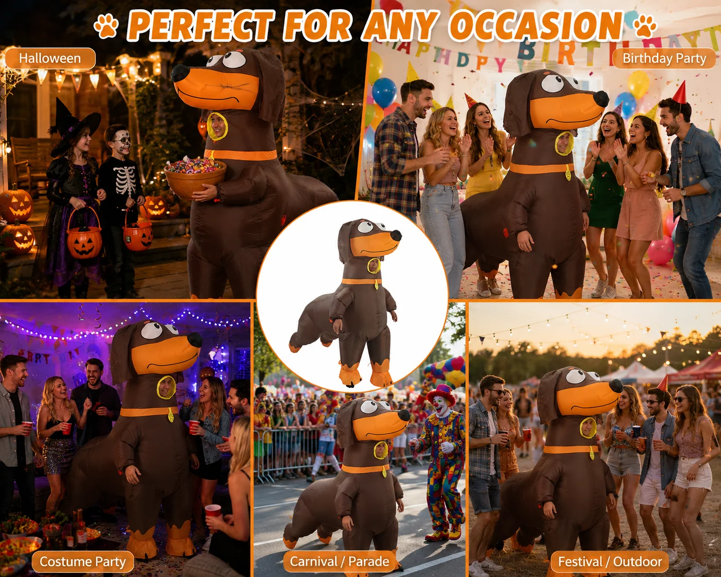 Dog Dachshund Inflatable Costume Adult, Full Body Blow Up Costume for Halloween Easter Carnival Christmas Drag Party - Image 4