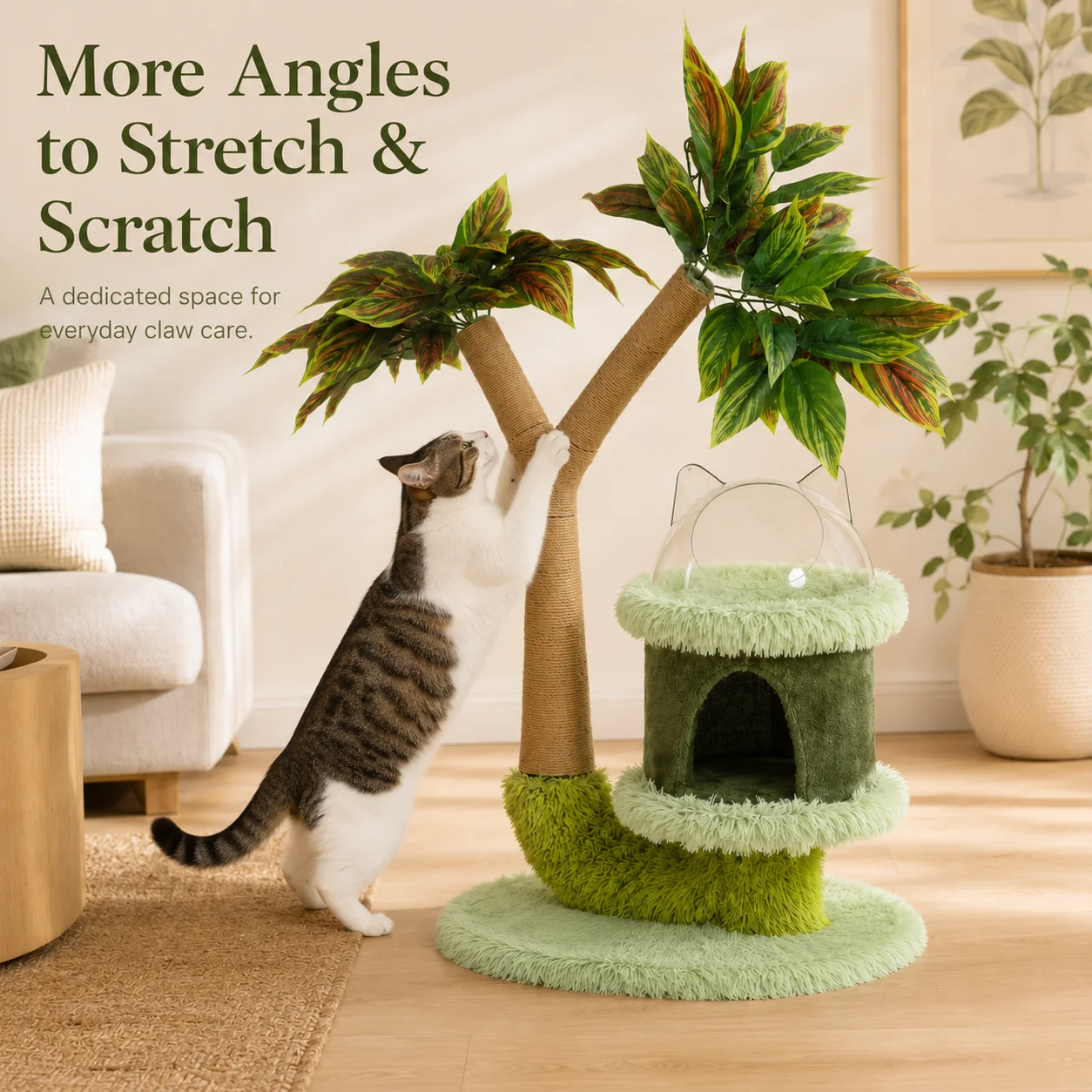 Mango Tree Cat Tree for Small Cats - Cozy Perch Fun Platform Scratching Post - Cat Furniture with Natural Sisal Rope - Image 4