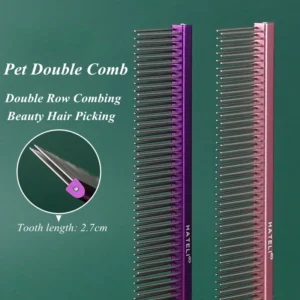 Dog 2 Row Comb Groomer Cat Grooming Stainless Steel Groomer Pets Combs Hairbrush Dog Grooming Combs Dog Hair Care Styling Comb