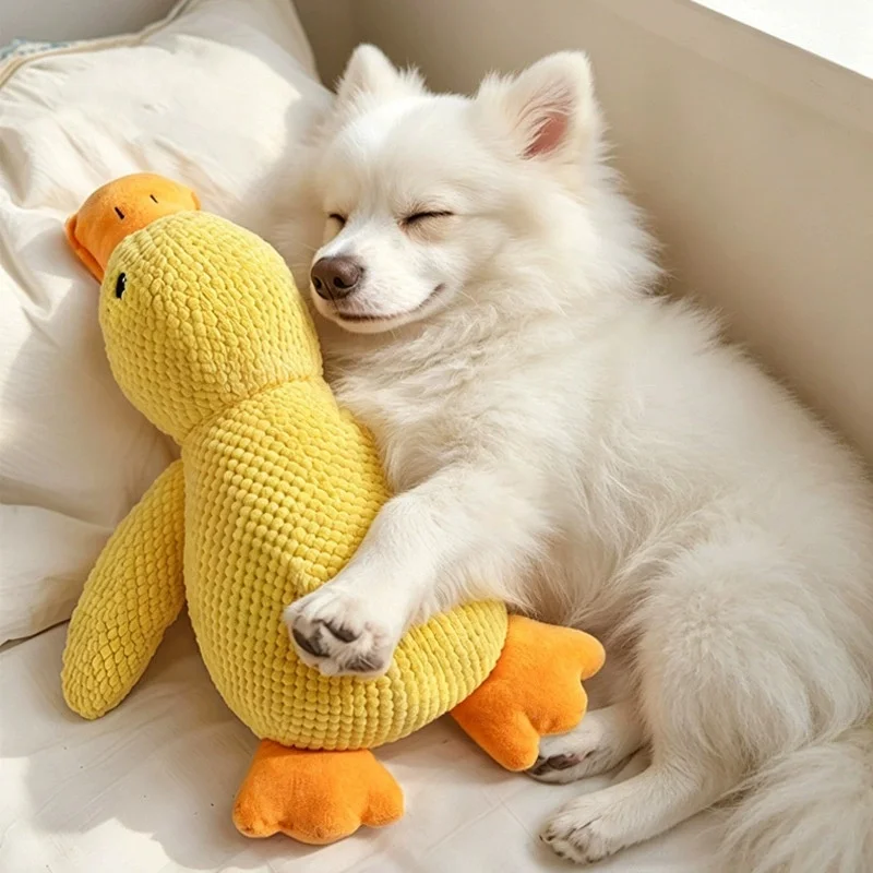 Soft Plush Duck Dog Toy Bite‑Resistant Teeth Grinding Squeaky Sound Pet Companion Toy Stress Relief Interactive Chew Toy for Sma - Image 2