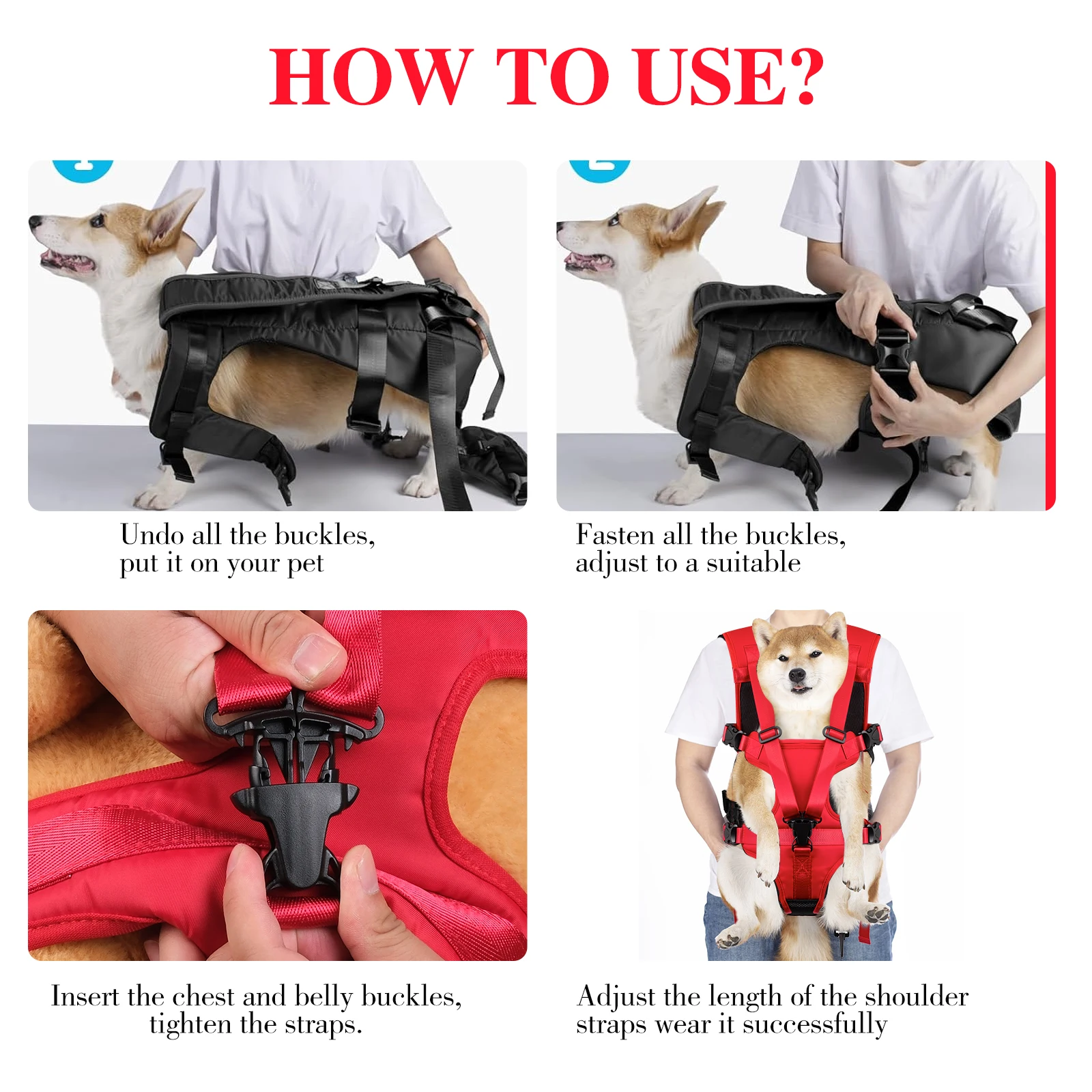 Dog Front Carrier Backpack, Adjustable Dog Chest Carrier Backpack,Dog Carriers for Small Dogs & Cats Hiking Camping Travel - Image 5