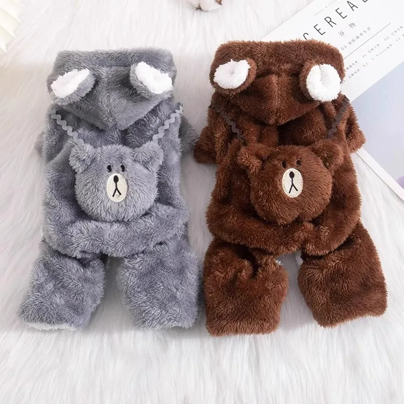 Dog Clothes Winter Autumn Warm Four Legged Fleece Lined Thickened Outfits for Cats Golden Gradient Ragdoll Small To Medium Dogs