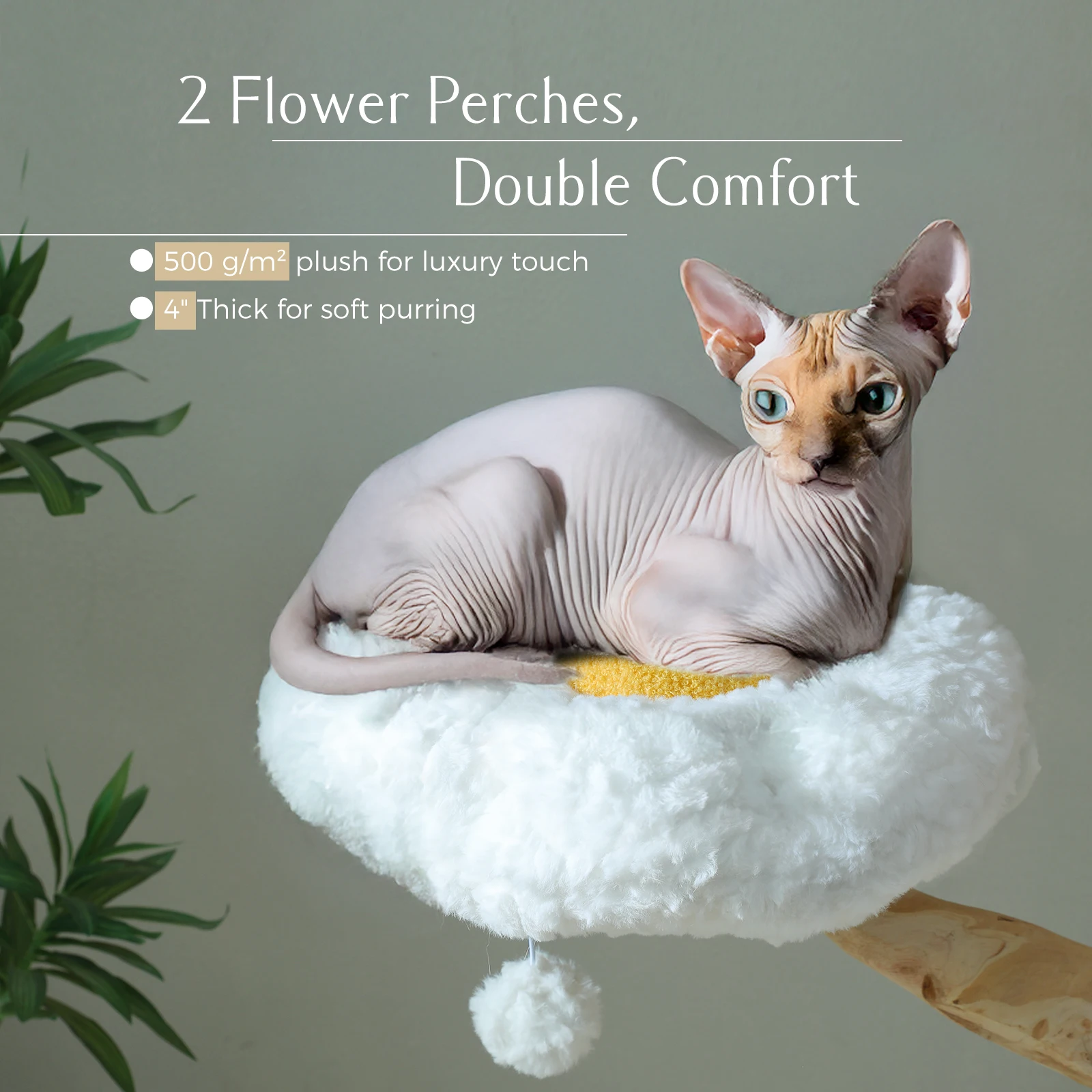 Large Cat Tree Tower with Sisal Scratching Post Wicker Basket Bed Flower Cat Condo Indoor Modern Cat Furniture Cat Accessories - Image 2